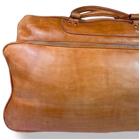 MR Canoa Vintage 80s 90s Leather Duffel Travel Overnight Bag Weekender Rugged - Picture 15 of 16